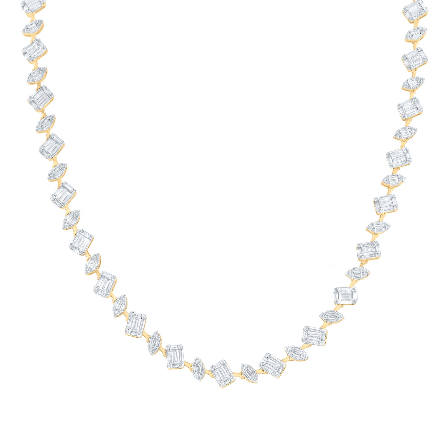 14K Yellow Or White Gold  4Ctw Natural Diamond Ana M Fashion Necklace (17 Inch)