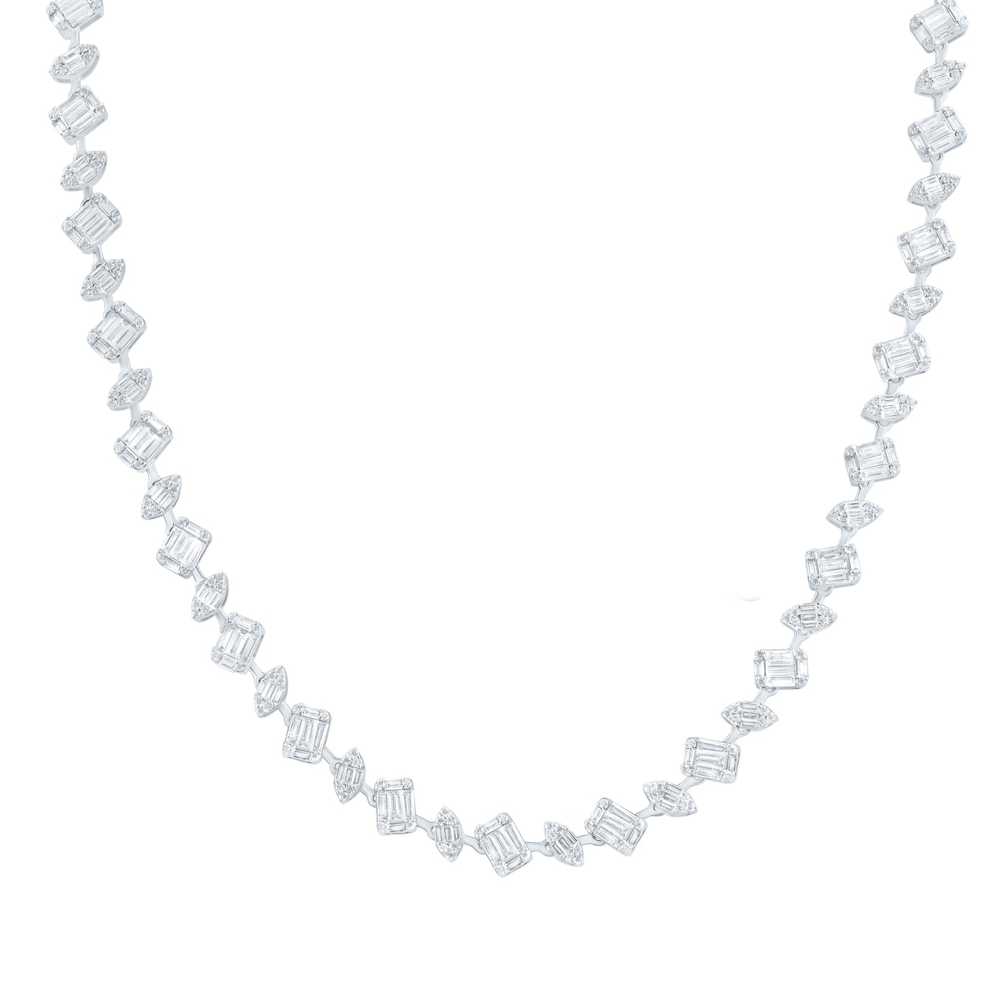 14K Yellow Or White Gold  4Ctw Natural Diamond Ana M Fashion Necklace (17 Inch)