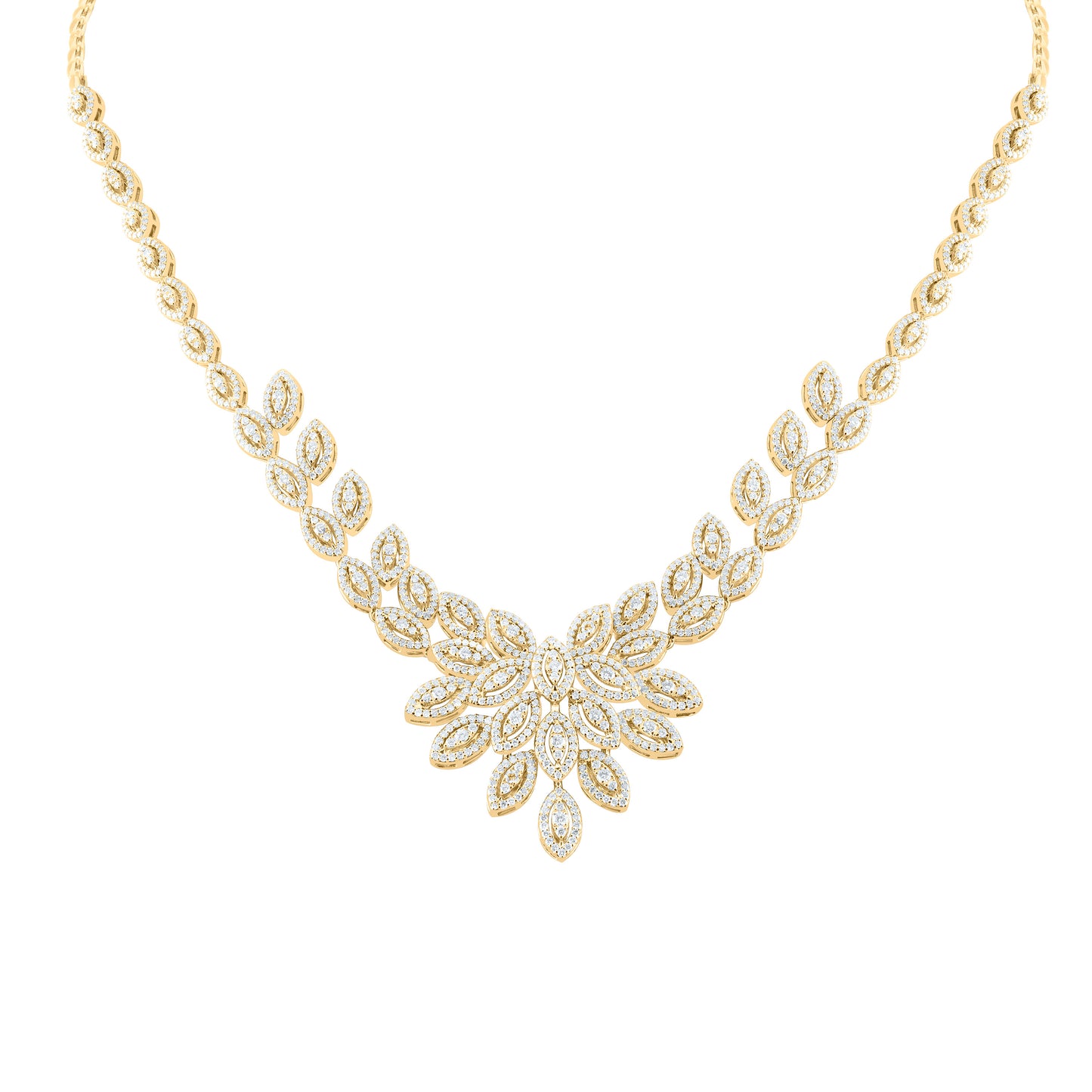 14K Yellow Gold 6 7/8Ctw Natural Diamond Ana M Fashion Necklace (17 Inch)