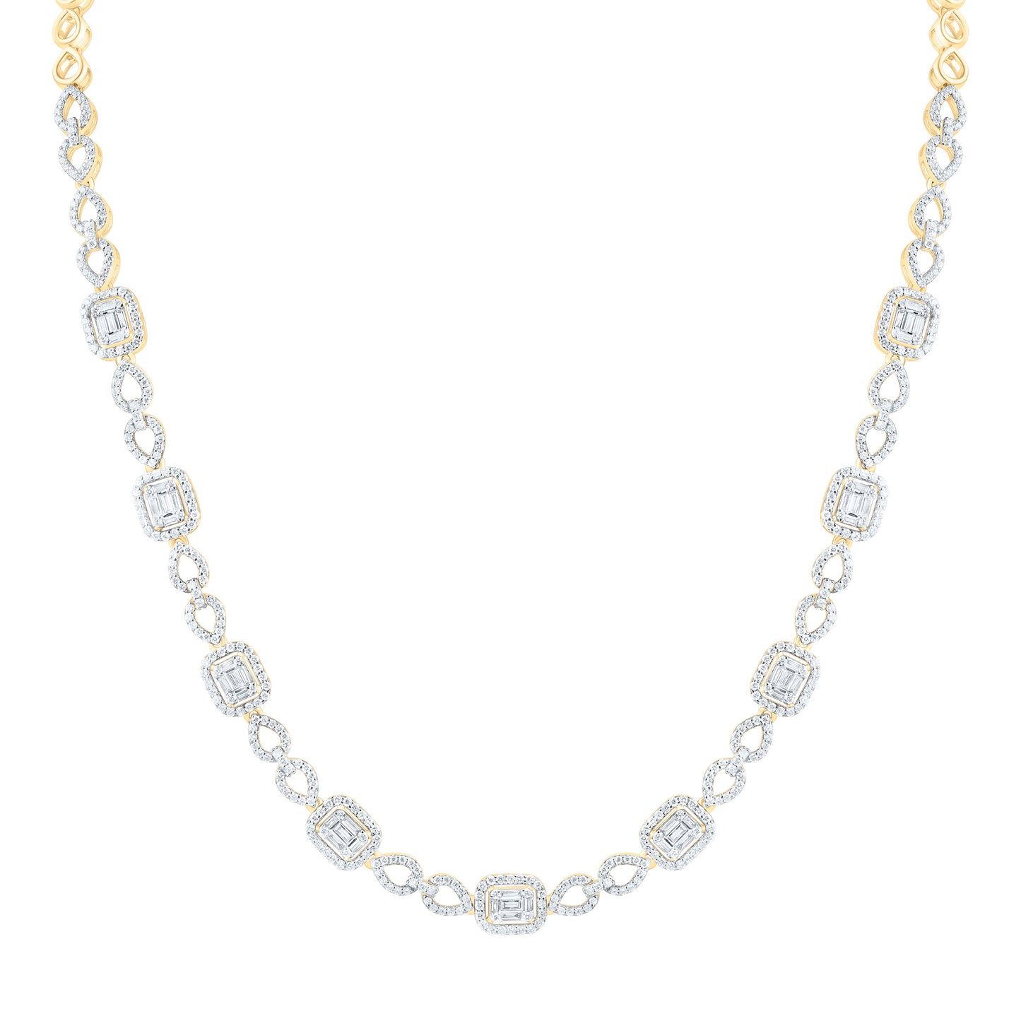 14K Yellow Or White Gold  3Ctw Natural Diamond Ana M Fashion Necklace (17 Inch)