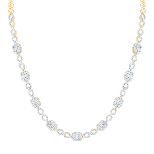 14K Yellow Or White Gold  3Ctw Natural Diamond Ana M Fashion Necklace (17 Inch)
