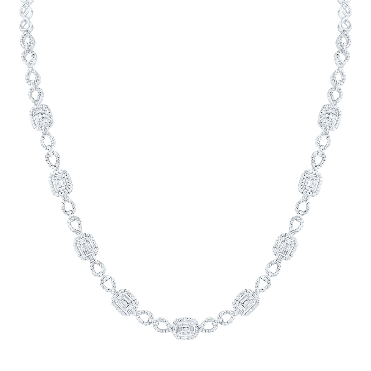 14K Yellow Or White Gold  3Ctw Natural Diamond Ana M Fashion Necklace (17 Inch)