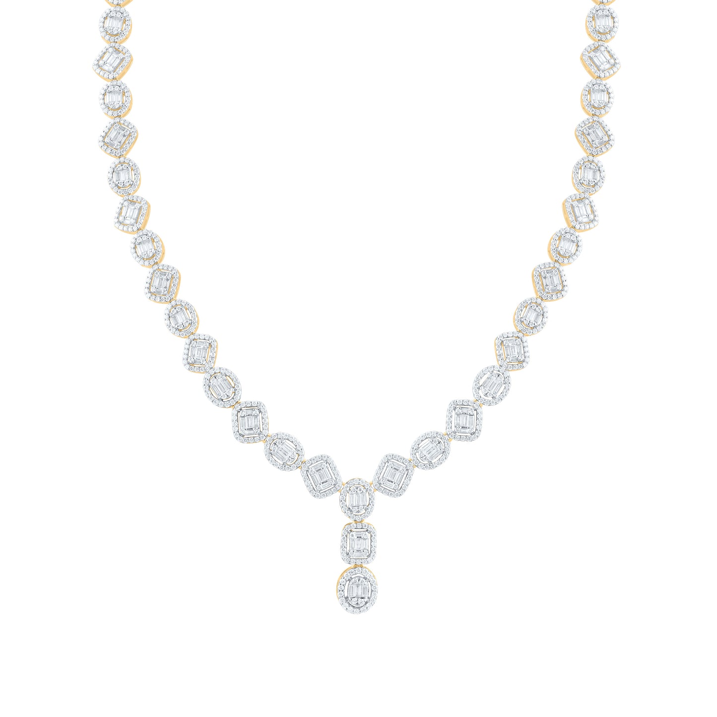 14K Yellow Or White Gold  6 1/3Ctw Natural Diamond Ana M Fashion Necklace (17 Inch)