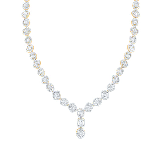 14K Yellow Or White Gold  6 1/3Ctw Natural Diamond Ana M Fashion Necklace (17 Inch)
