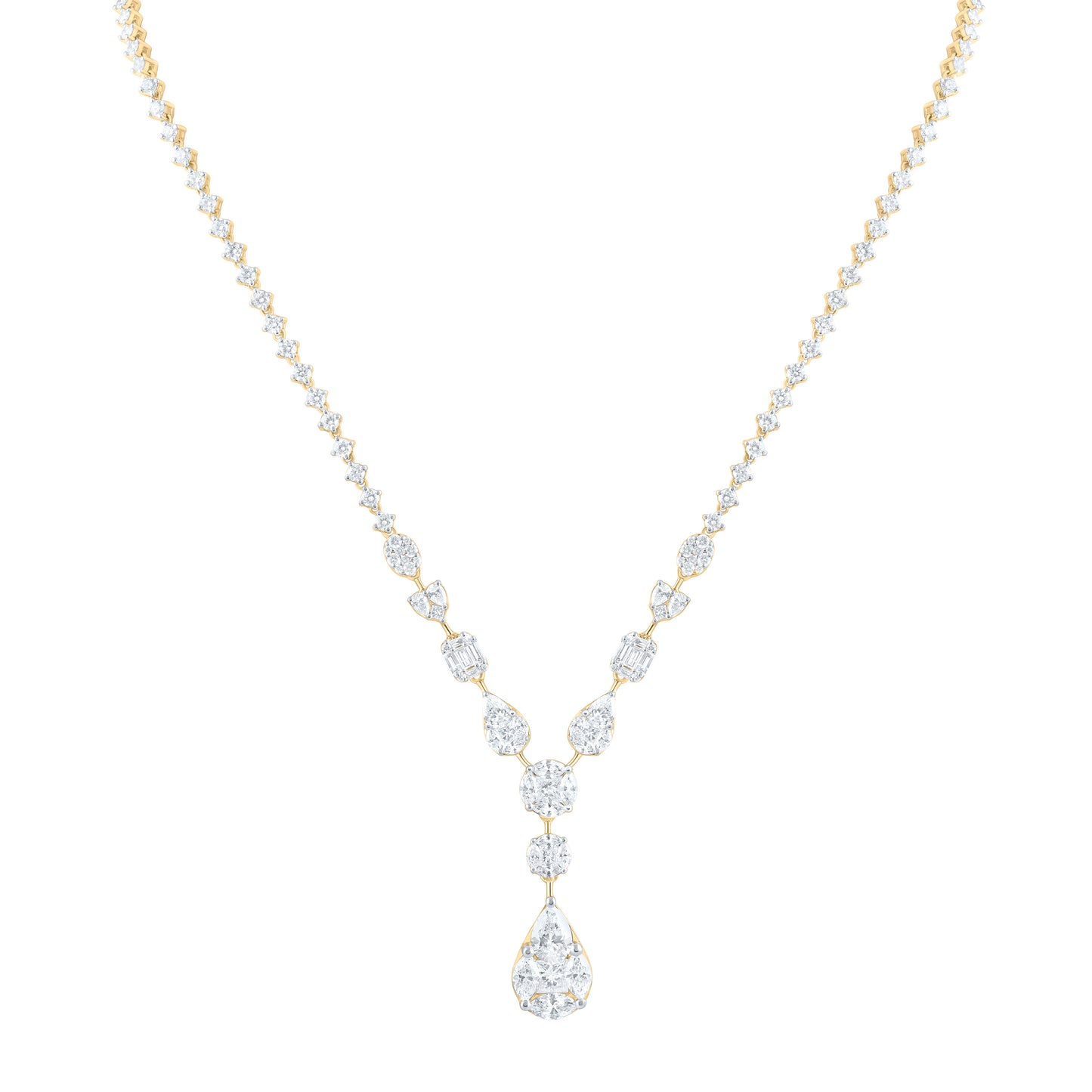 14K Yellow Or White Gold  5 5/8Ctw Natural Diamond Ana M Fashion Necklace (16 Inch)