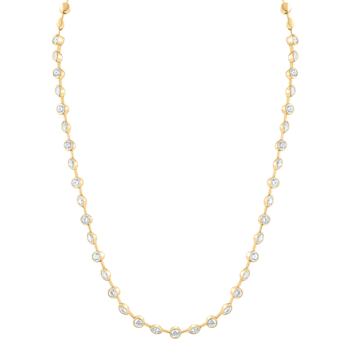 14K Yellow Or White Gold Natural Diamond Nke Fashion Necklace (17 Inch)
