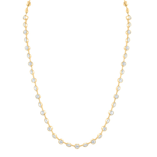 14K Yellow Or White Gold Natural Diamond Nke Fashion Necklace (17 Inch)