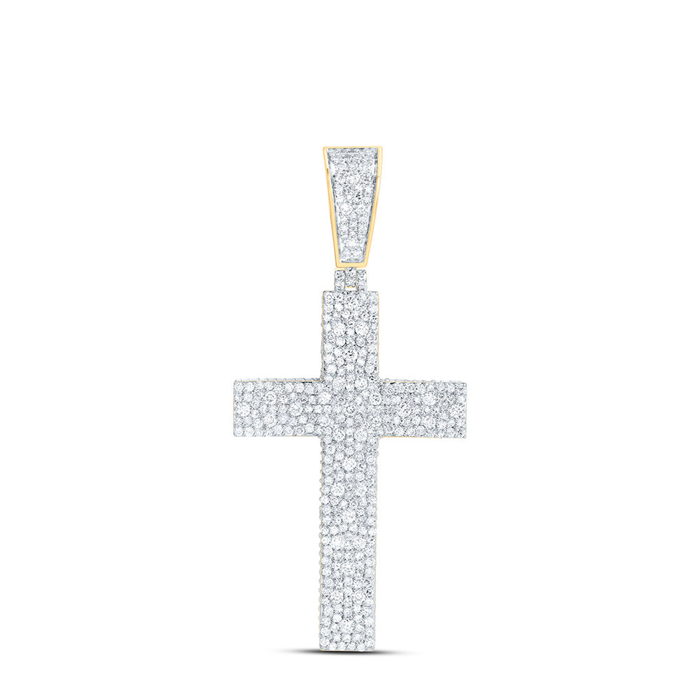 10K Yellow Gold 4 1/2Ctw Natural Diamond Cross Mens Charm