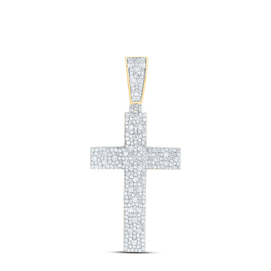 10K Yellow Gold 4 1/2Ctw Natural Diamond Cross Mens Charm