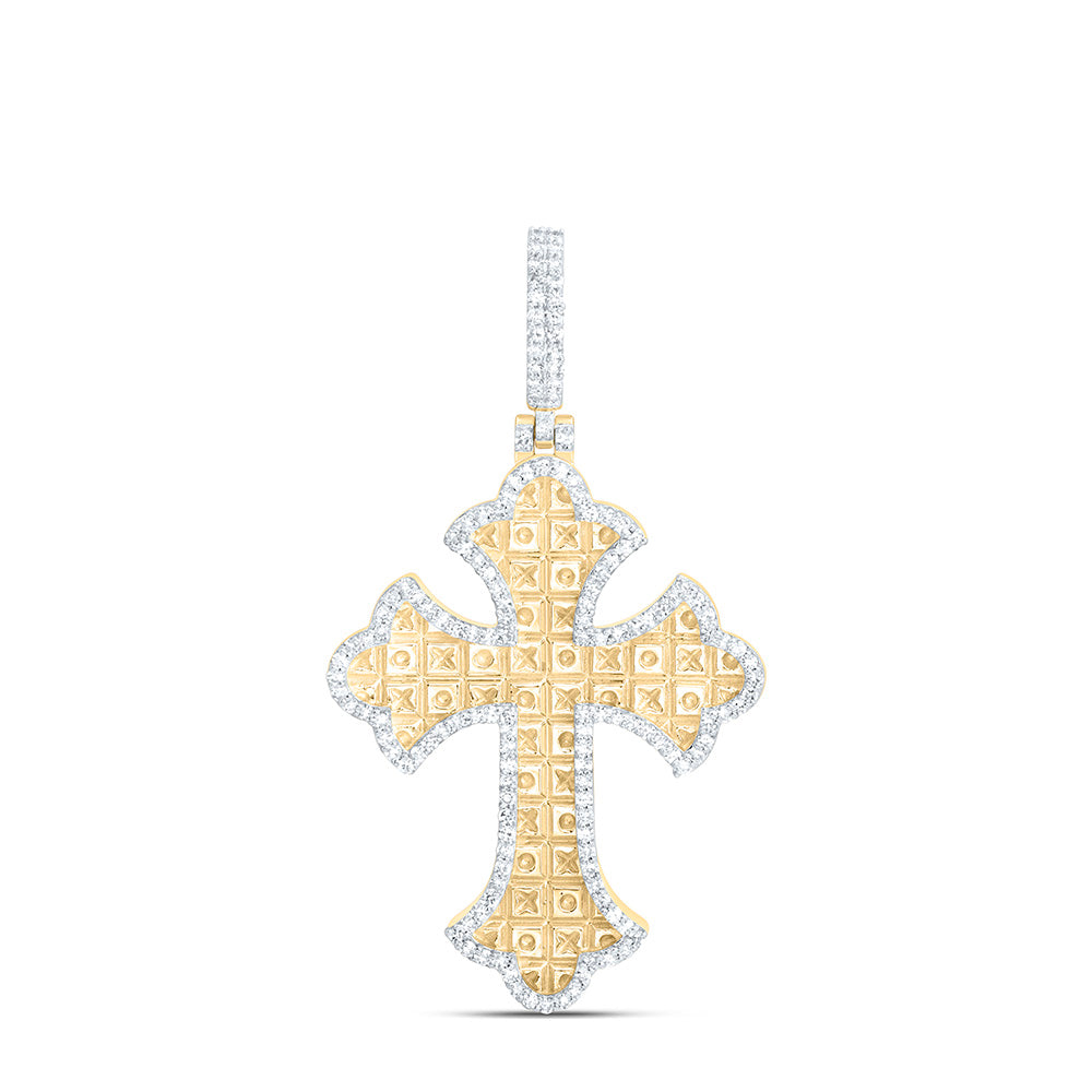 10K Yellow Gold 3/8Ctw Natural Diamond Cross Mens Charm