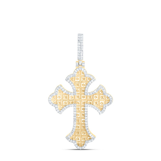 10K Yellow Gold 3/8Ctw Natural Diamond Cross Mens Charm
