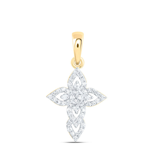 10K Yellow Or White Gold 1/6Ctw Natural Diamond Fashion Cross Pendant