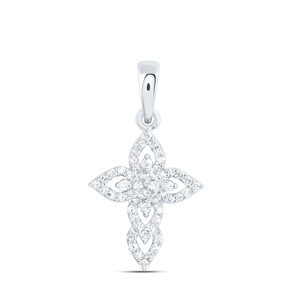 10K Yellow Or White Gold 1/6Ctw Natural Diamond Fashion Cross Pendant