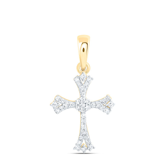 10K Yellow Or White Gold 1/8Ctw Natural Diamond Fashion Cross Pendant