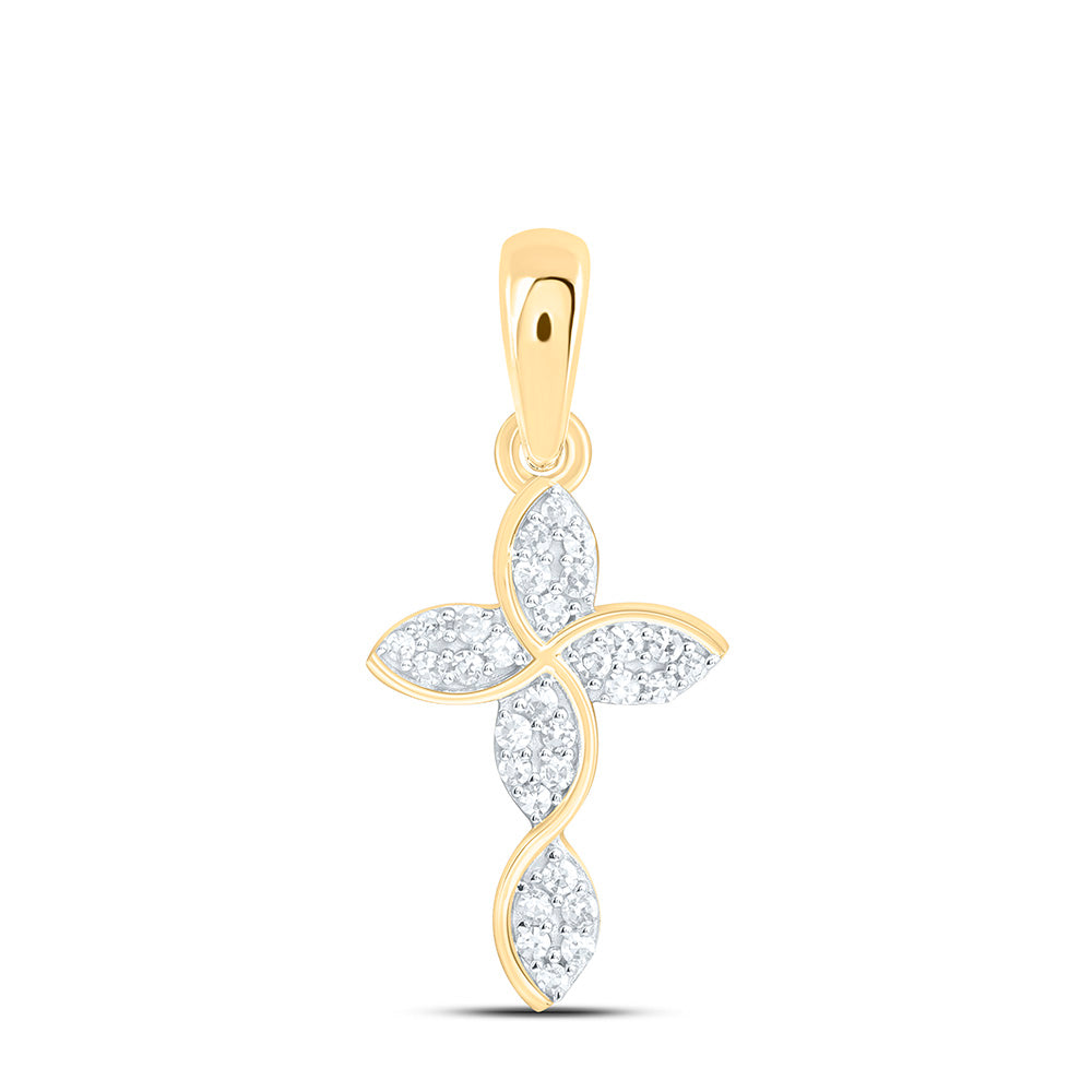 10K Yellow Or White Gold 1/10Ctw Natural Diamond Fashion Cross Pendant