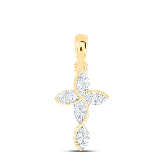 10K Yellow Or White Gold 1/10Ctw Natural Diamond Fashion Cross Pendant