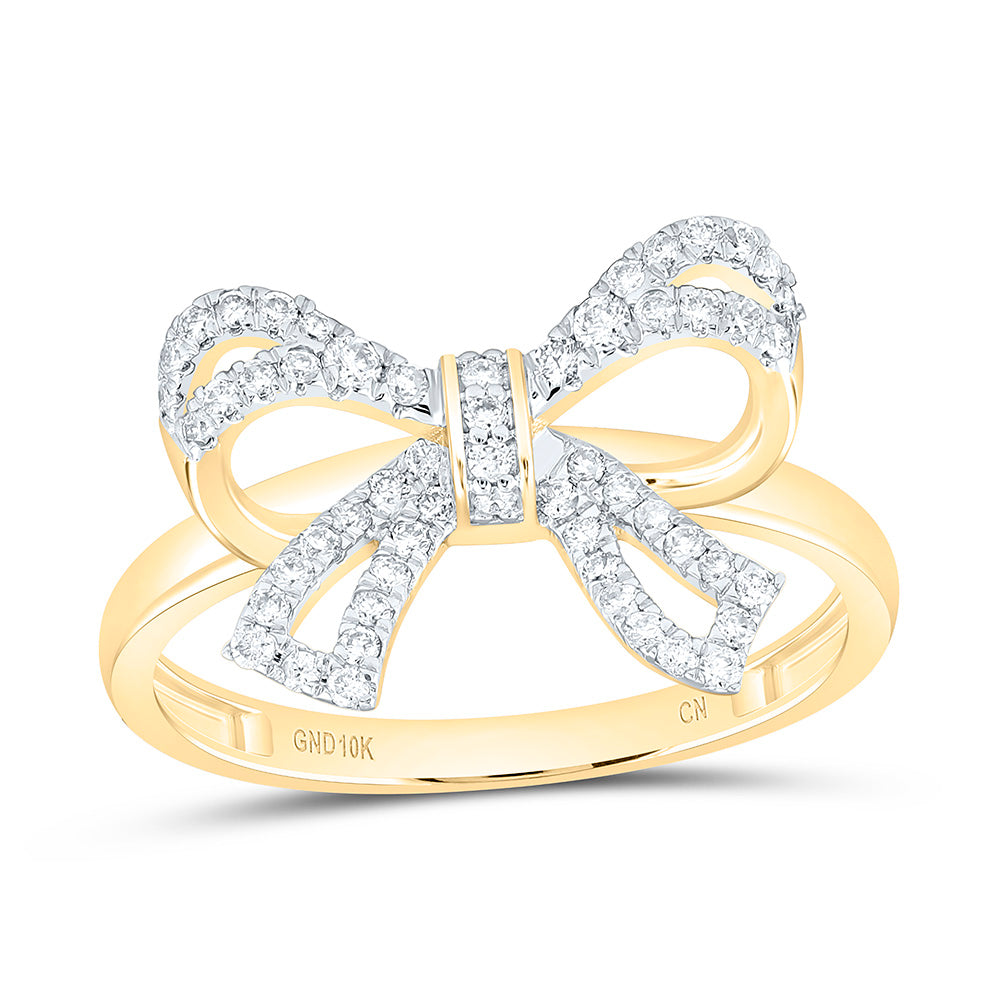 10K Yellow Gold 1/3Ctw Natural Diamond Cn Fashion Bow Ring