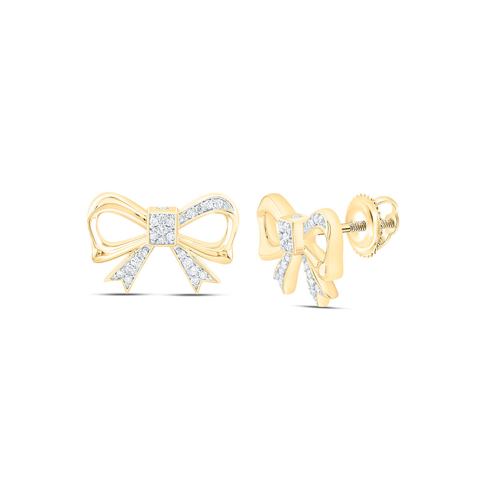10K Yellow Or White Gold 1/4Ctw Natural Diamond Cn Fashion Bow Earring