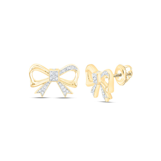 10K Yellow Or White Gold 1/4Ctw Natural Diamond Cn Fashion Bow Earring