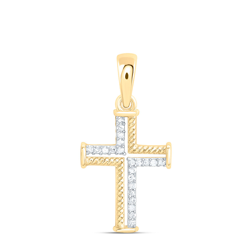 Sterling Silver 1/12Ctw Natural Diamond P1 Gift Cross Pendant