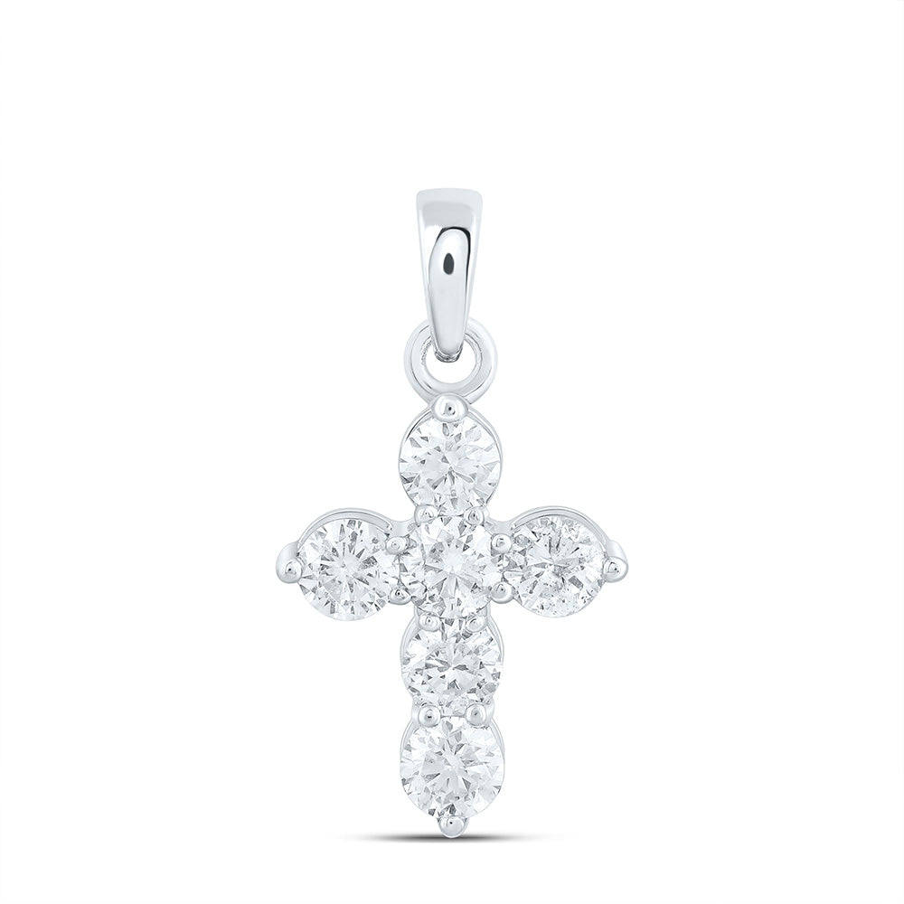 14K Yellow Or White Gold 1/4Ctw Natural Diamond Cn Fashion Cross Pendant