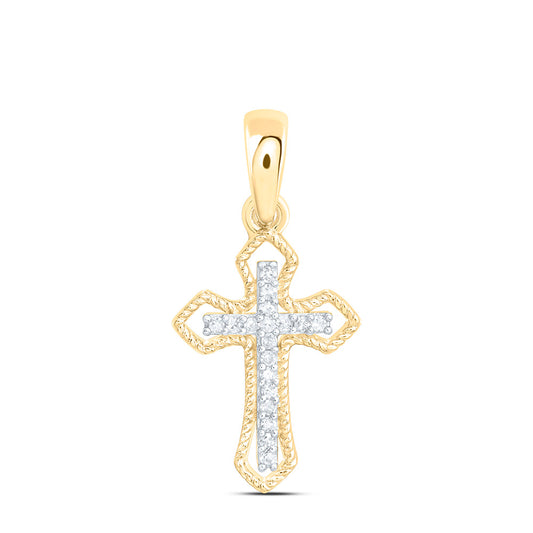 Sterling Silver 1/20Ctw Natural Diamond P1 Gift Cross Pendant