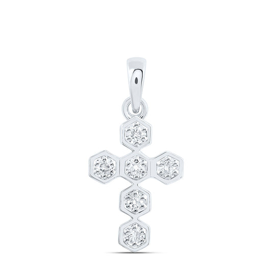 10K Yellow Or White Gold 1/6Ctw Natural Diamond Cn Fashion Cross Pendant