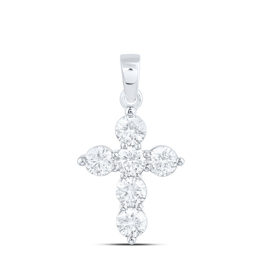 14K Yellow Or White Gold 1 7/8Ctw Natural Diamond Ana M Fashion Cross Pendant
