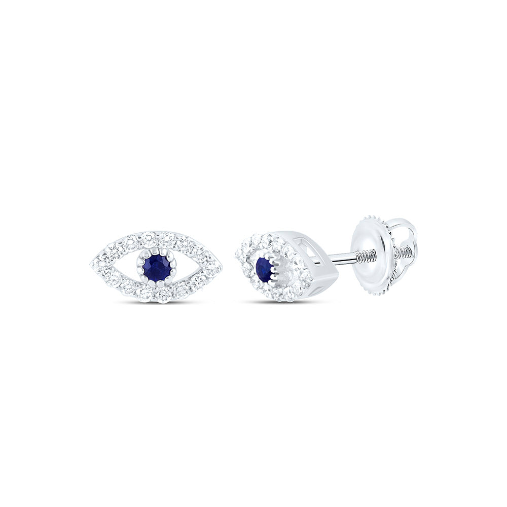 14K Yellow Or White Gold 1/8Ctw Natural Diamond Ana M 1.7Mm Round Natural Gem Evil Eye Earring