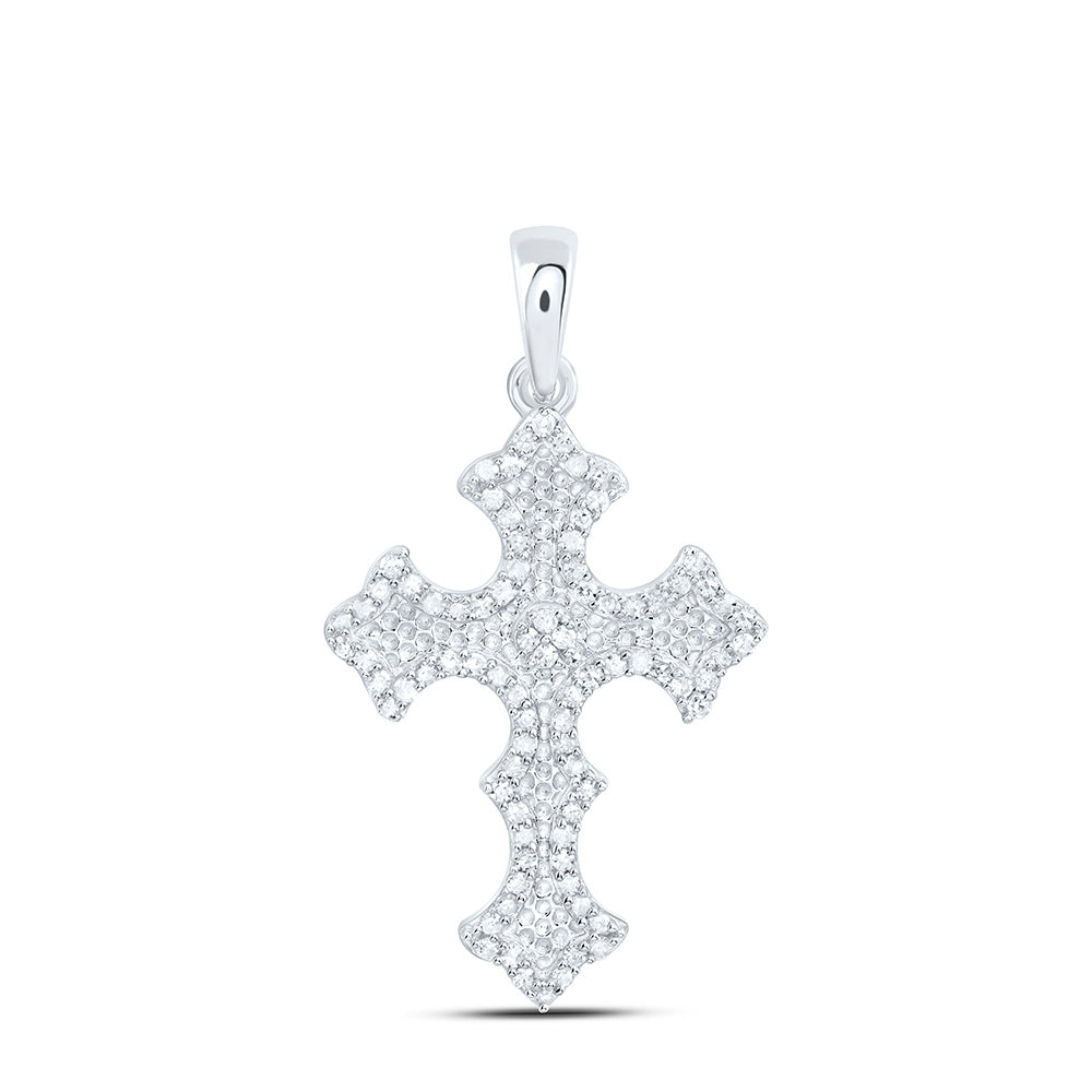 Sterling Silver 1/4Ctw Natural Diamond P1 Gift Cross Pendant