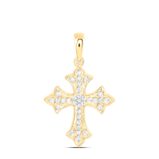 Sterling Silver 1/8Ctw Natural Diamond P1 Gift Cross Pendant