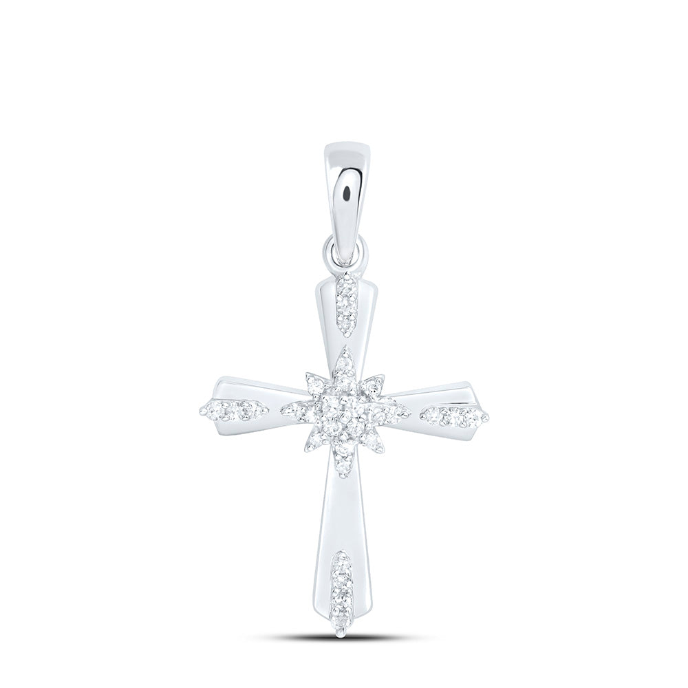 Sterling Silver 1/10Ctw Natural Diamond P1 Gift Cross Pendant