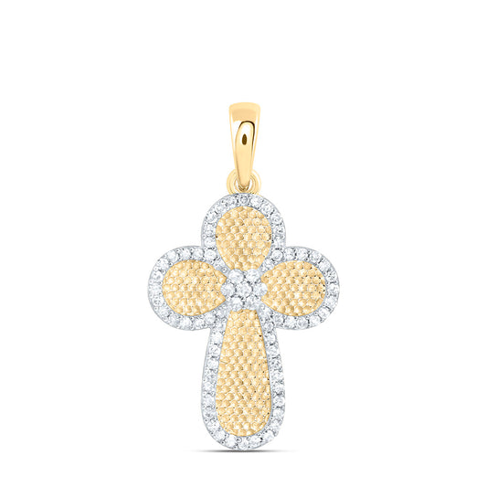 10K Yellow Gold 1/5Ctw Natural Diamond Fashion Cross Pendant