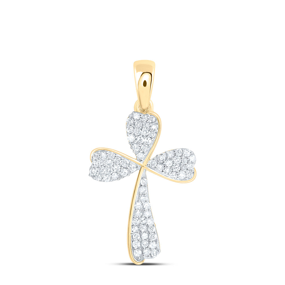 10K Yellow Or White Gold 1/4Ctw Natural Diamond Fashion Cross Pendant