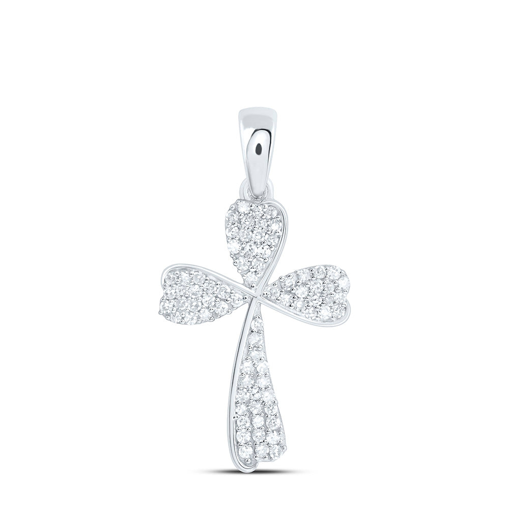10K Yellow Or White Gold 1/4Ctw Natural Diamond Fashion Cross Pendant
