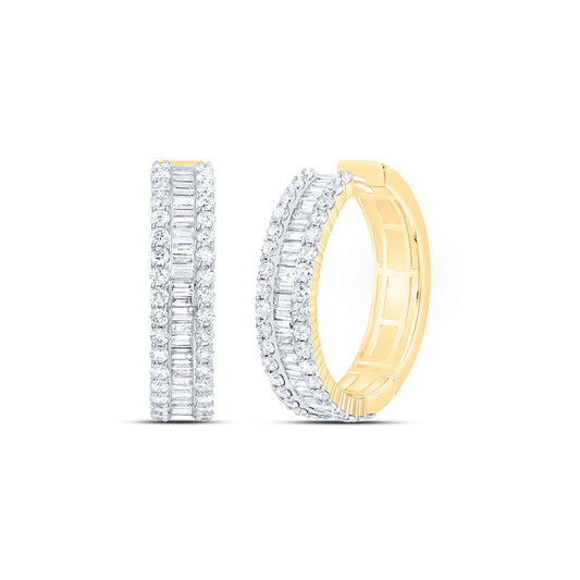 14K Yellow Gold 2 3/4Ctw Natural Diamond Ana M Fashion Hoop Earring