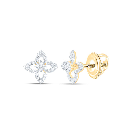 10K Yellow Or White Gold1/6Ctw Natural Diamond Fashion Flower Earring