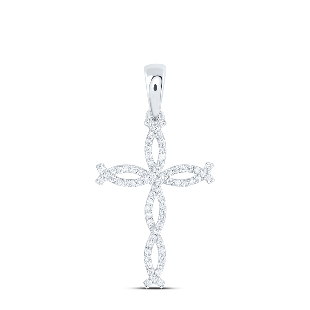 10K Yellow Or White Gold1/5Ctw Natural Diamond Fashion Cross Pendant