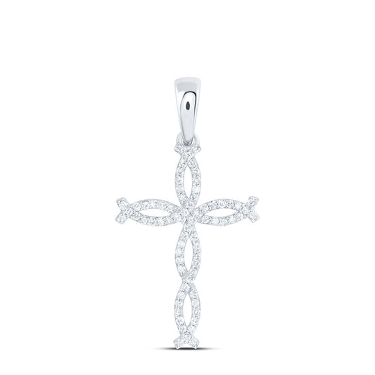10K Yellow Or White Gold1/5Ctw Natural Diamond Fashion Cross Pendant