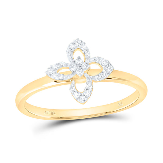 10K Yellow Gold 1/12Ctw Natural Diamond Fashion Flower Ring
