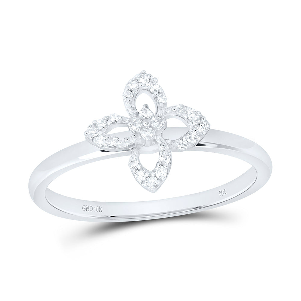 10K Yellow Gold 1/12Ctw Natural Diamond Fashion Flower Ring