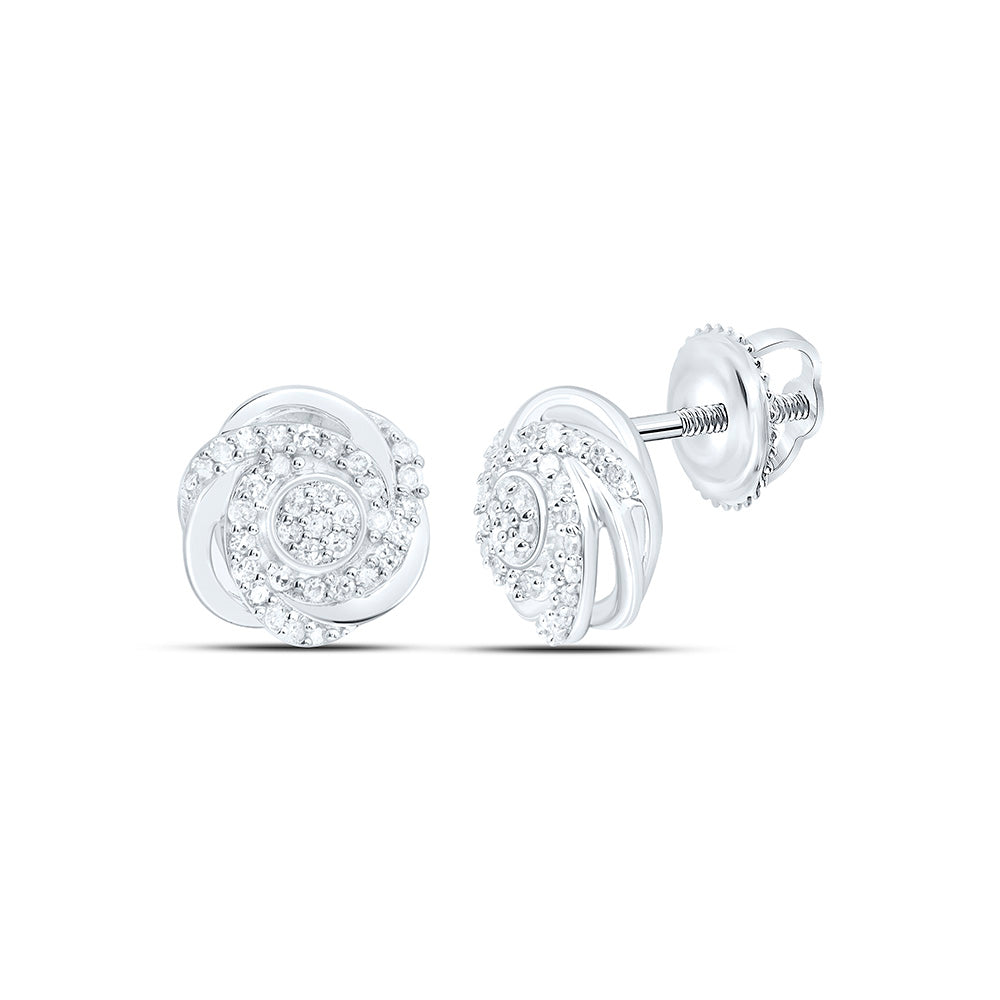 Sterling Silver 1/5Ctw Natural Diamond P1 Gift Flower Earring