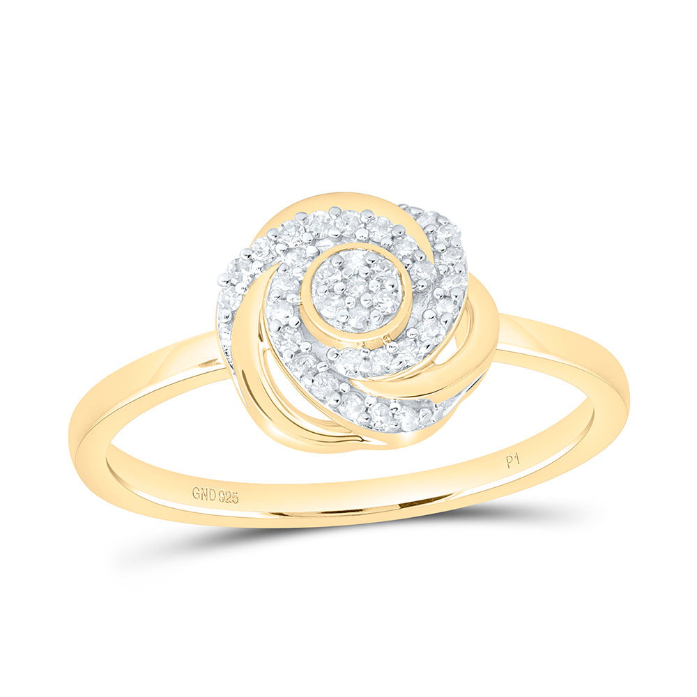 Yellow-Tone Sterling Silver 1/8Ctw Natural Diamond P1 Gift Flower Ring