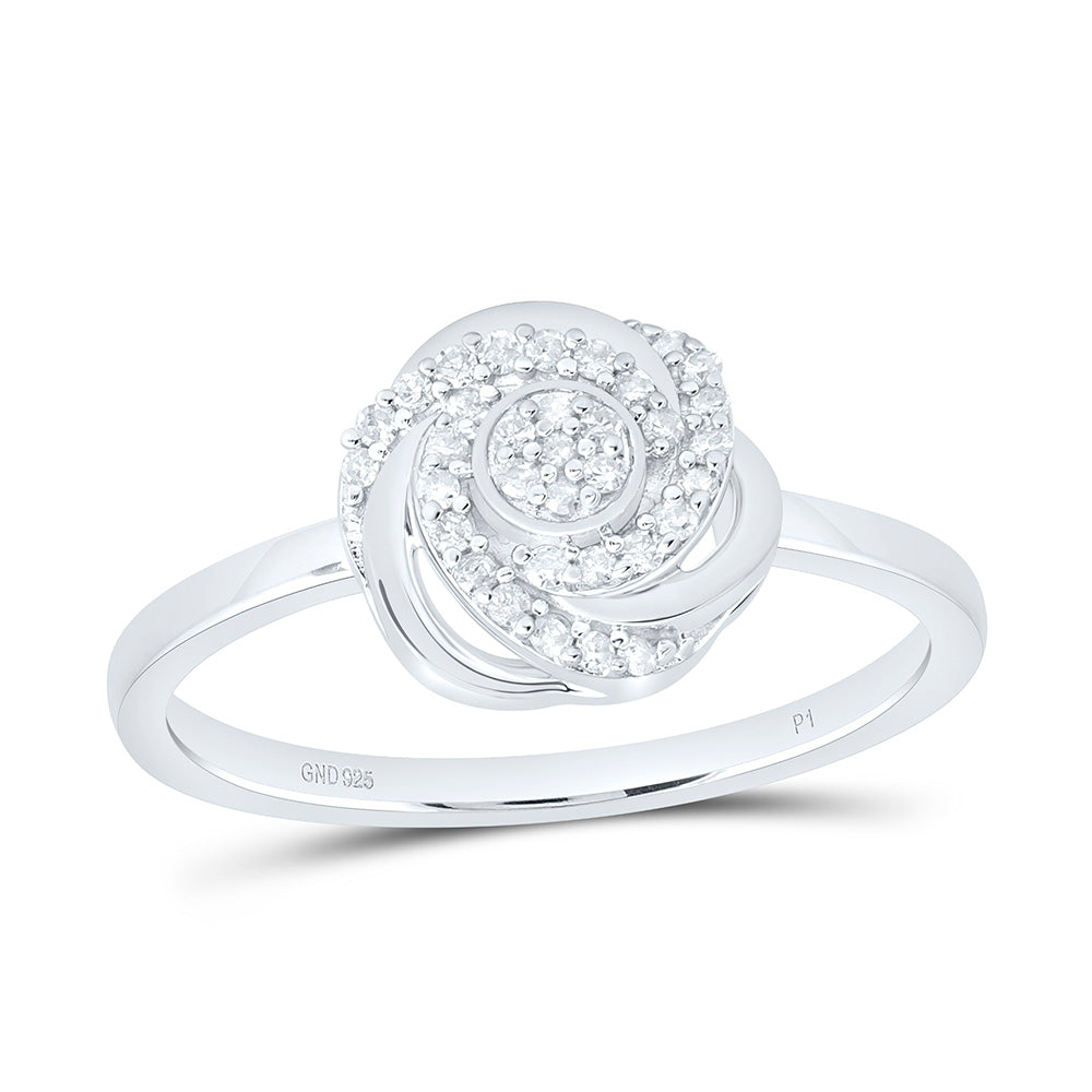 Yellow-Tone Sterling Silver 1/8Ctw Natural Diamond P1 Gift Flower Ring