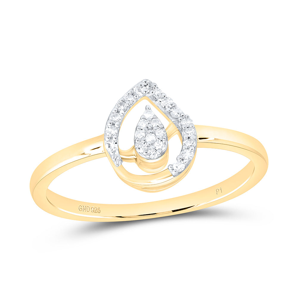 Yellow-Tone Sterling Silver 1/10Ctw Natural Diamond P1 Gift Pear Ring
