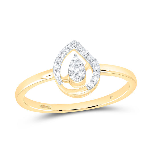 Yellow-Tone Sterling Silver 1/10Ctw Natural Diamond P1 Gift Pear Ring