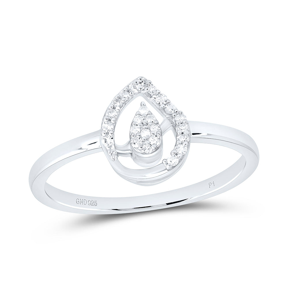 Yellow-Tone Sterling Silver 1/10Ctw Natural Diamond P1 Gift Pear Ring