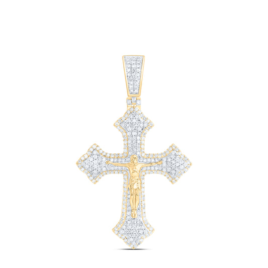 10K Yellow Gold 1Ctw Natural Diamond Cross Mens Charm