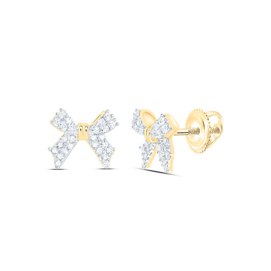 Sterling Silver 1/5Ctw Natural Diamond P1 Gift Bow Earring