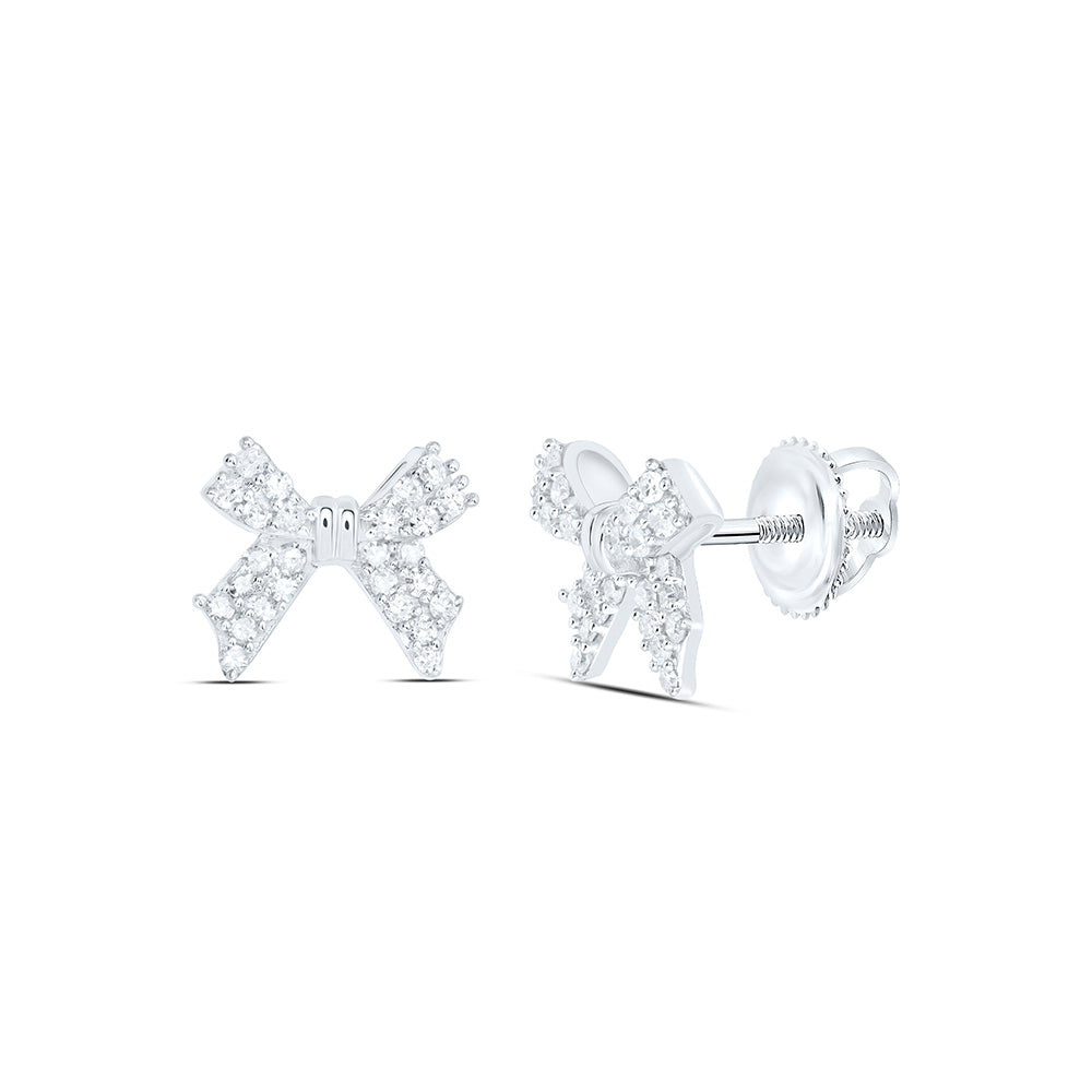 Sterling Silver 1/5Ctw Natural Diamond P1 Gift Bow Earring